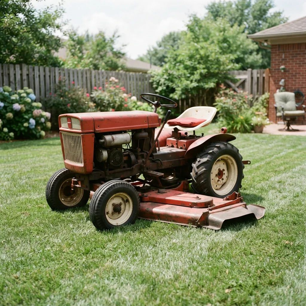 The 21HD yard tractor from 1957, featuring a 36-inch cutting deck, on a lawn.