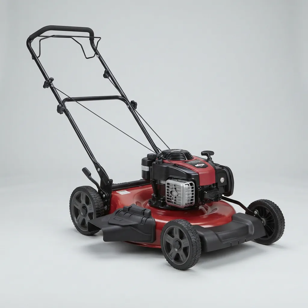 The Bolens 20-inch gas push lawn mower with a Briggs & Stratton engine, shown from a side angle.