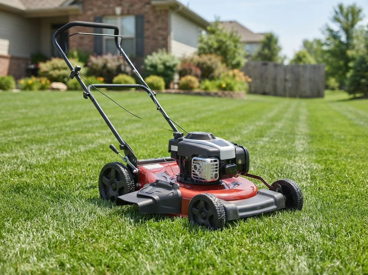 A featured Bolens 20-inch walk-behind gas mower with a 140cc engine on a lawn.